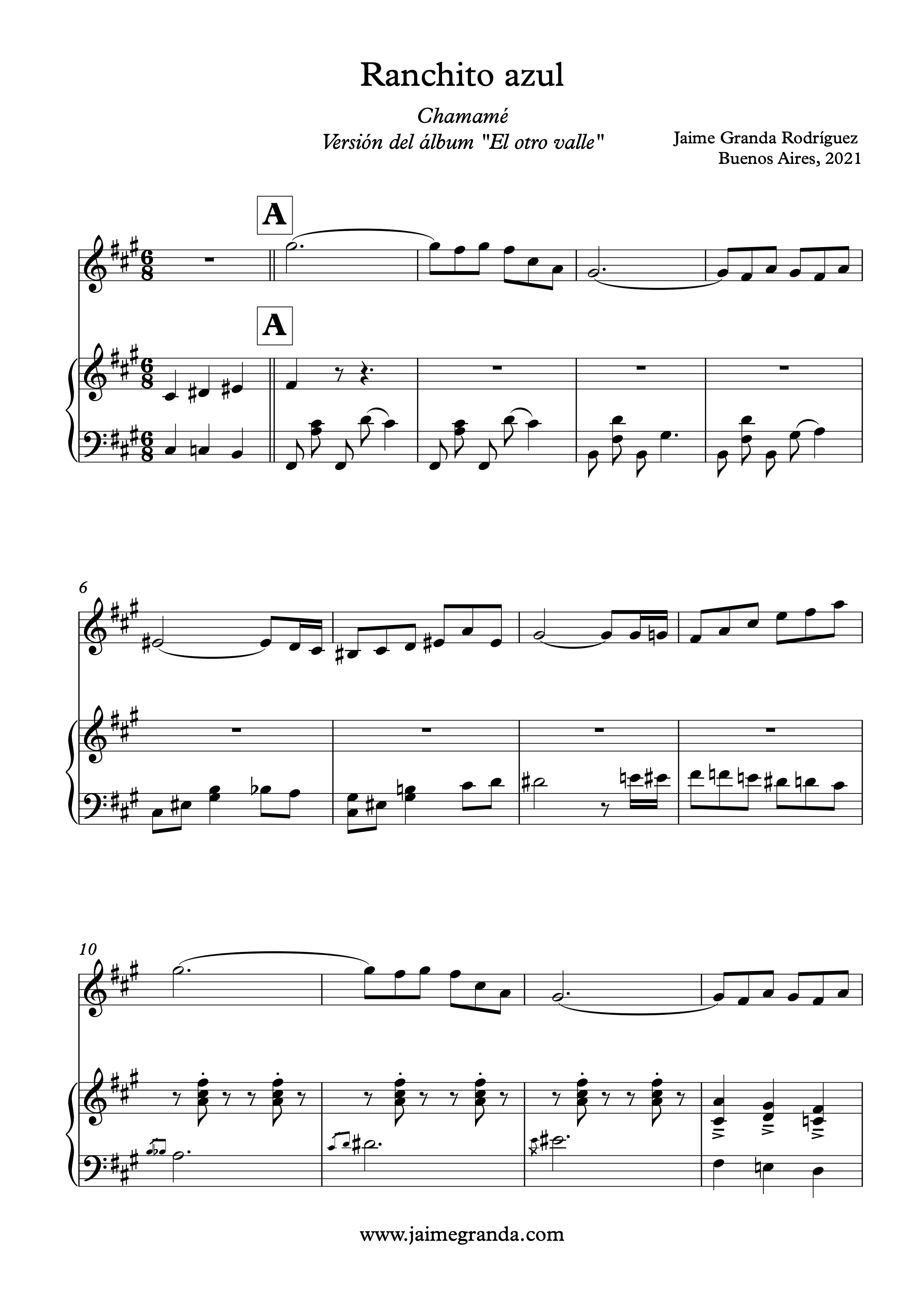 Ranchito azul - Duo for violin and bandoneon